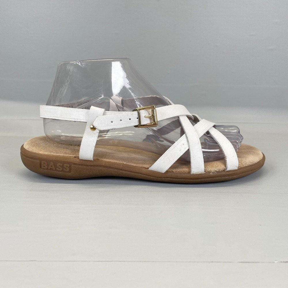 Vintage GH Bass Sunjuns Margie Slingback Sandals Womens Size 9 M White Leather